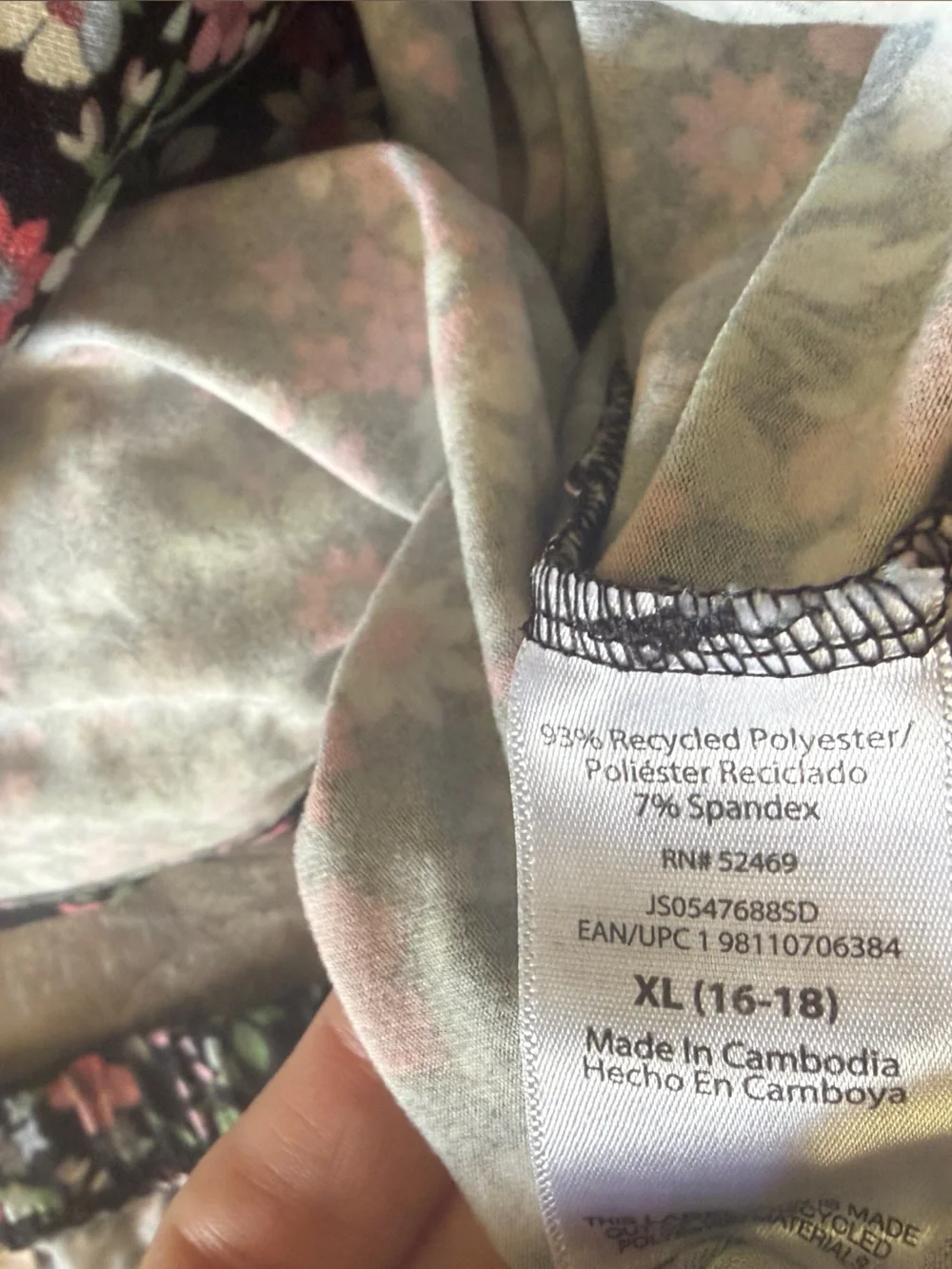 Joyspun Black Floral Short Pajama Set with Pink, White & Blue Flowers - Picture 5 of 5